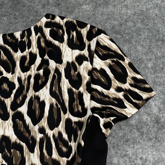 Vince Camuto Scuba Leopard Animal Print Dress Women's 8 Fit and Flare Multi - Picture 15 of 16